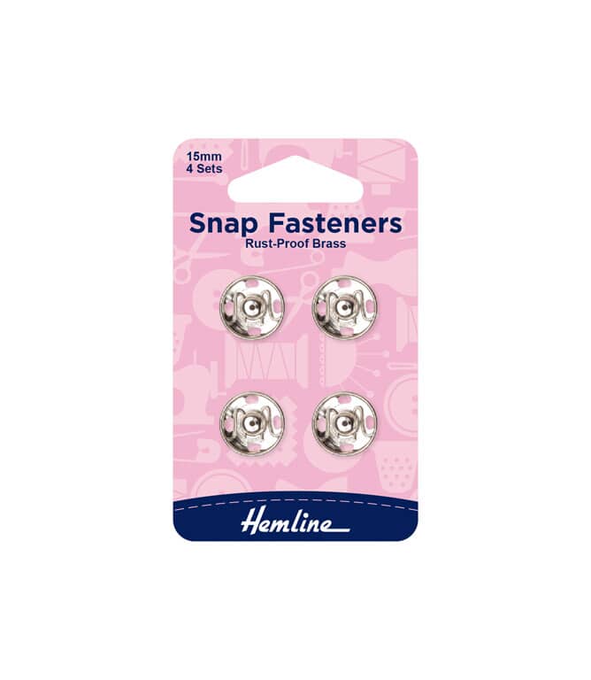 Snap Fasteners Rust Proof Silver Set of 4 - 15mm