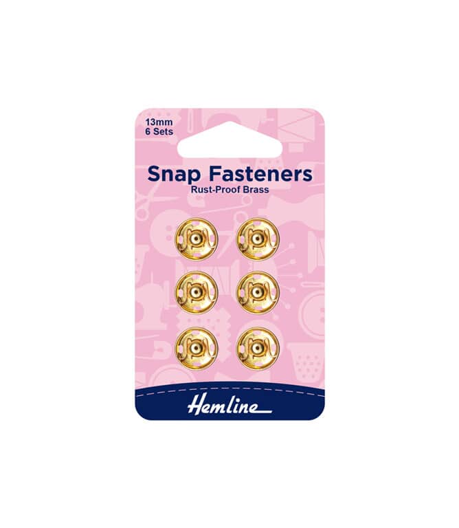 Snap Fasteners Rust Proof Gold- Set of 6 -13mm