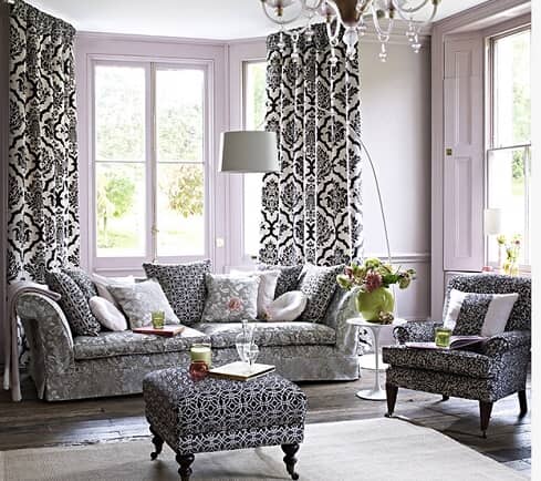 Luxurious interiors using damask fabric