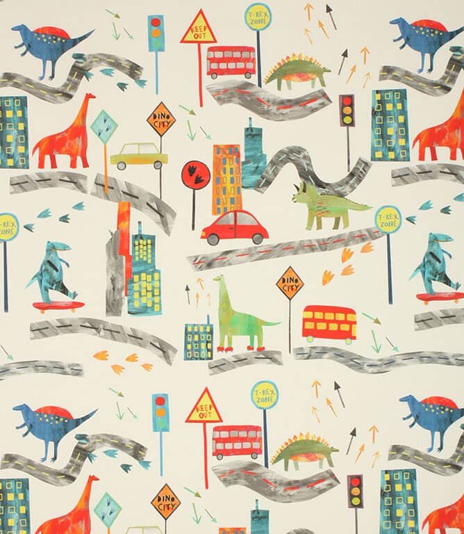 Prestigious Textiles Dino City Fabric / Jungle