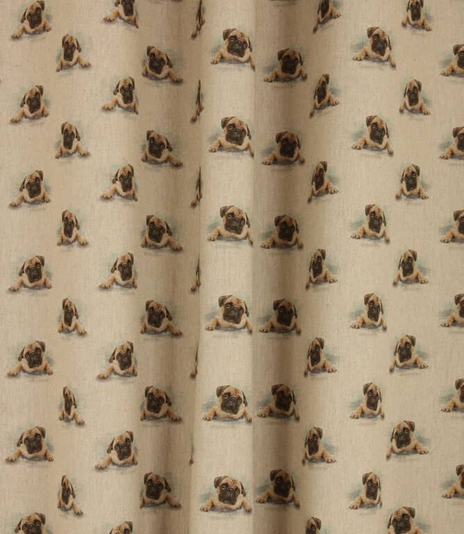 Pug Love Fabric / Natural