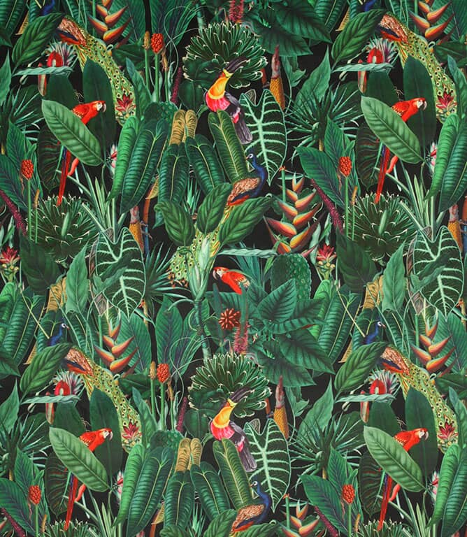 Jungle Velvet Fabric / Black Jungle Velvet Fabric / Black
