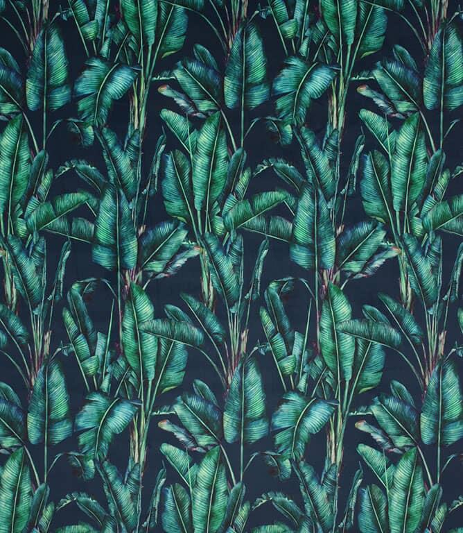 Palm Velvet Fabric / Navy Palm Velvet Fabric / Navy