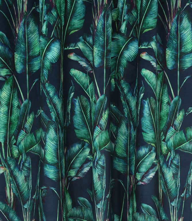 Palm Velvet Fabric / Navy