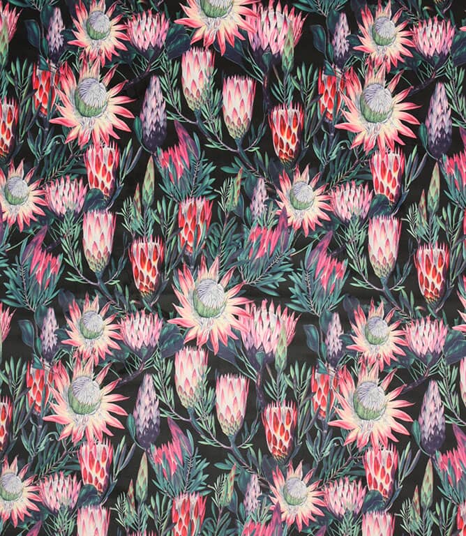 Exotic Floral Velvet Fabric / Cerise