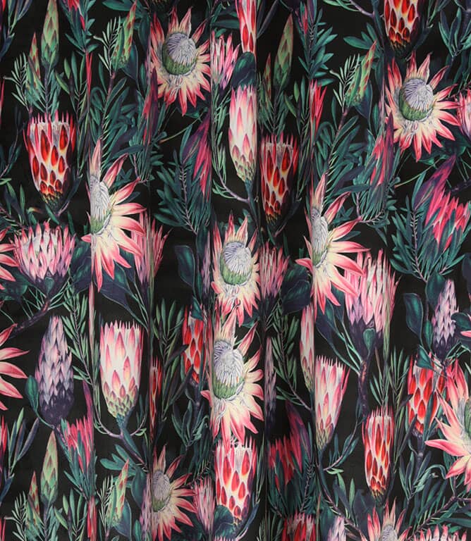 Exotic Floral Velvet Fabric / Cerise