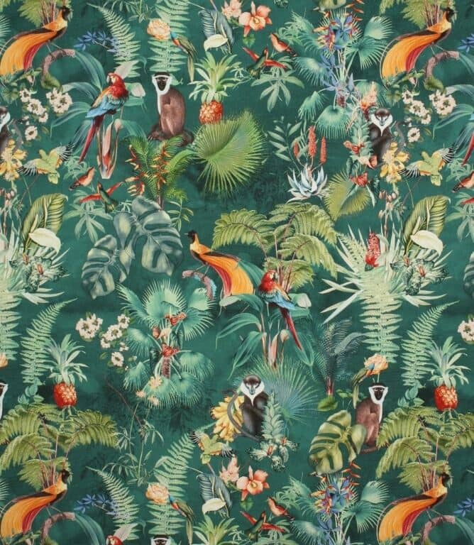 Tropical Monkey Fabric / Teal