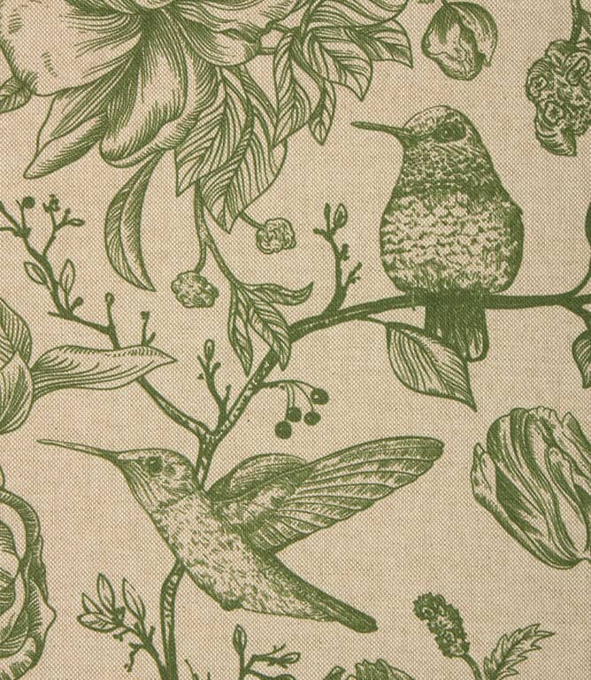 Wild Hummingbirds Fabric / Sap Green