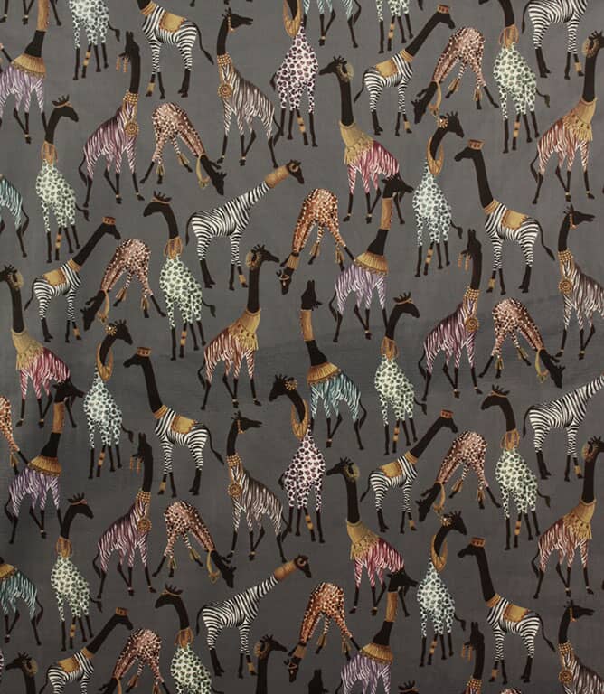 Cheeky Giraffe Velvet Fabric / Slate Cheeky Giraffe Velvet Fabric / Slate
