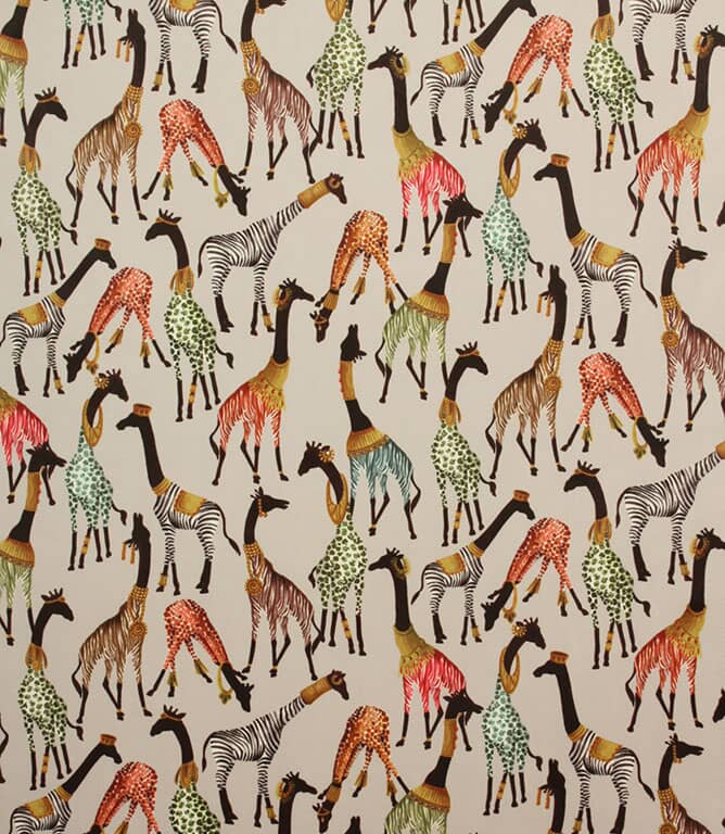 Cheeky Giraffe Velvet Fabric / Natural Cheeky Giraffe Velvet Fabric / Natural