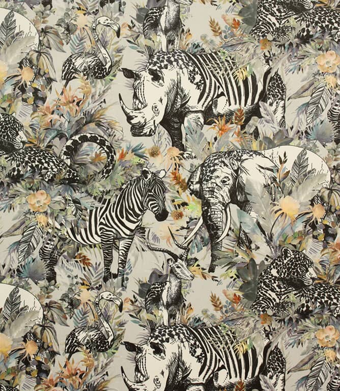 Safari Paradise Velvet Fabric / Stone Safari Paradise Velvet Fabric / Stone