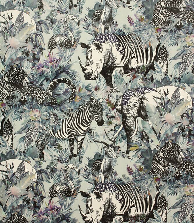 Safari Paradise Velvet Fabric / Indigo Safari Paradise Velvet Fabric / Indigo