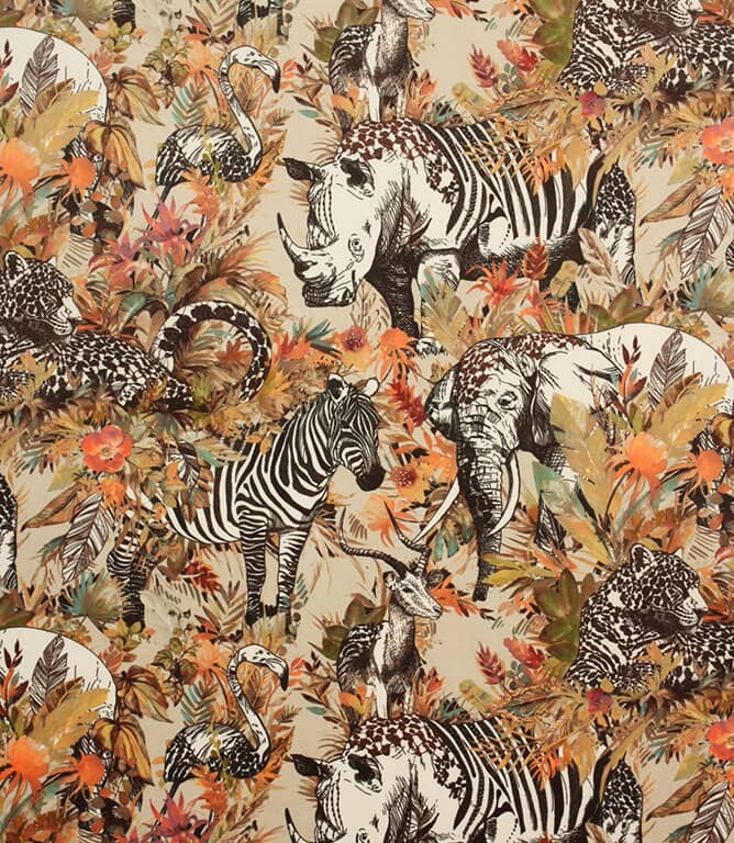 Safari Paradise Velvet Fabric / Sienna Safari Paradise Velvet Fabric / Sienna