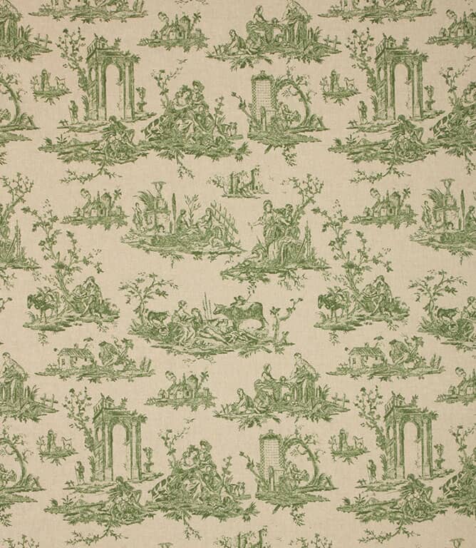 French Toile Linen Fabric / Sap Green French Toile Linen Fabric / Sap Green