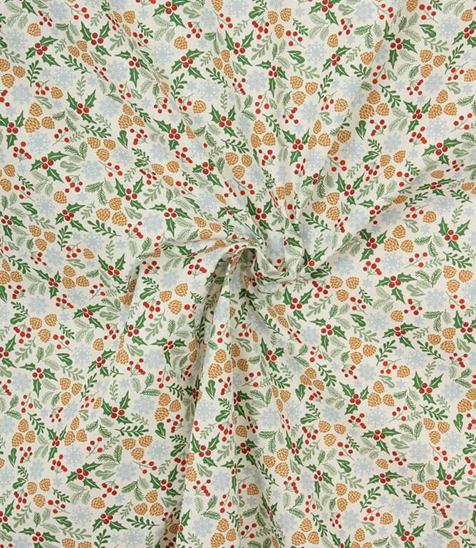 Christmas Foliage Fabric / Blanc