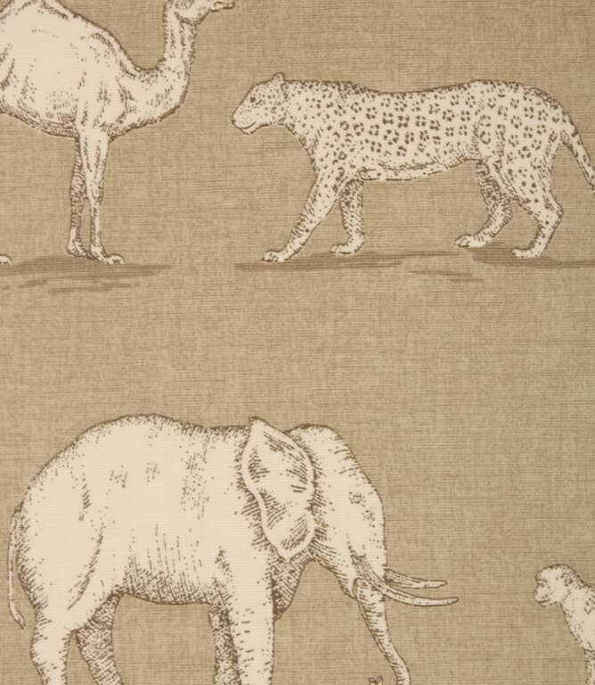 Prairie Animals Matt PVC Fabric / Almond