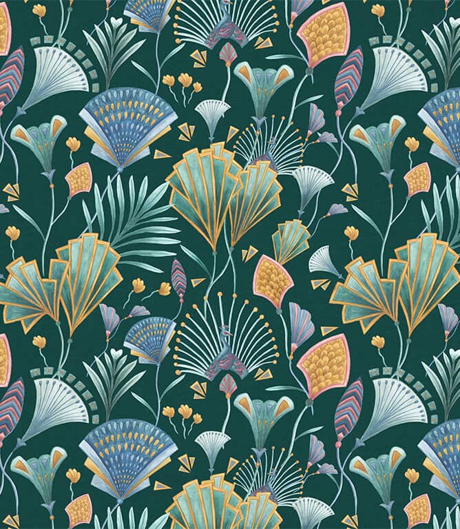 The Chateau Emerald Fan Fabric / Teal The Chateau Emerald Fan Fabric / Teal