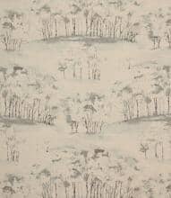 Woodland Scene Fabric / Charcoal