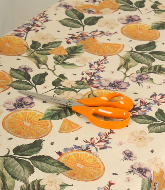 Orange Garden Tablecloth Fabric / Multi