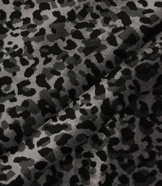 Leopard Velvet Fabric / Charcoal
