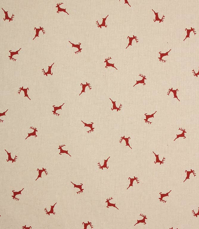 Xmas Stags Fabric / Red
