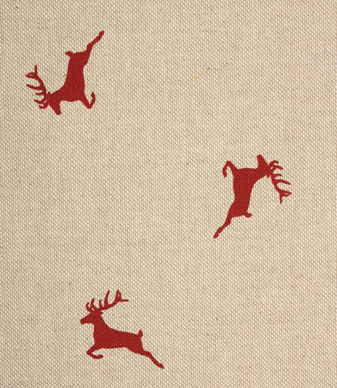 Xmas Stags Fabric / Red