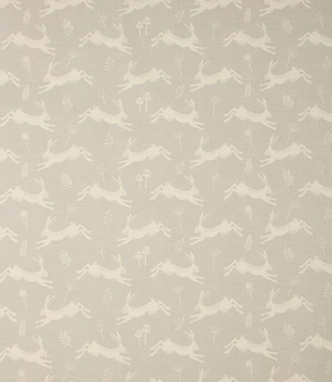 Hopping Hares Fabric / Silver Hopping Hares Fabric / Silver