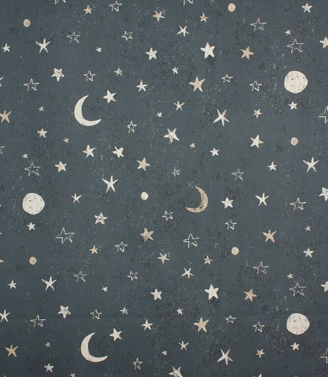 Moon Stars Fabric / Midnight Moon Stars Fabric / Midnight