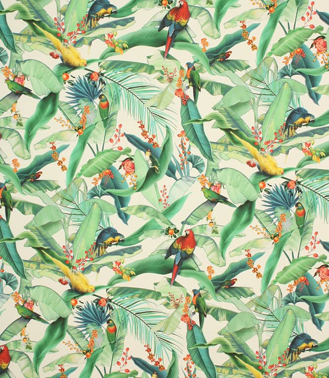 Tropical Parrots Fabric / Ivory Tropical Parrots Fabric / Ivory