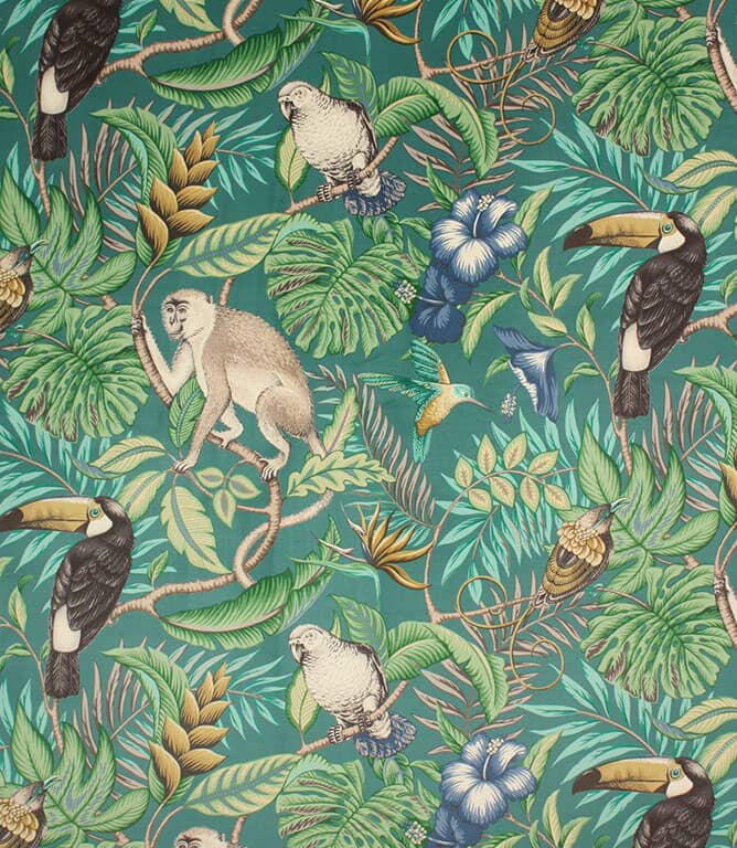 Rainforest Velvet Fabric / Lagoon Rainforest Velvet Fabric / Lagoon