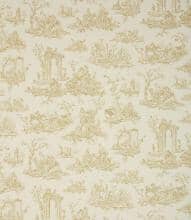 French Toile Fabric / Soft Gold