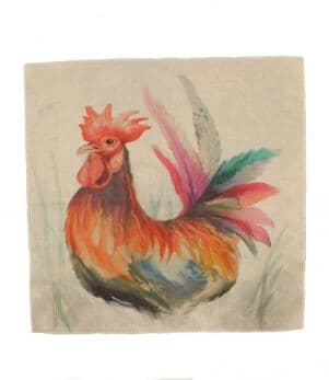 Watercolour Rooster Cushion Panel