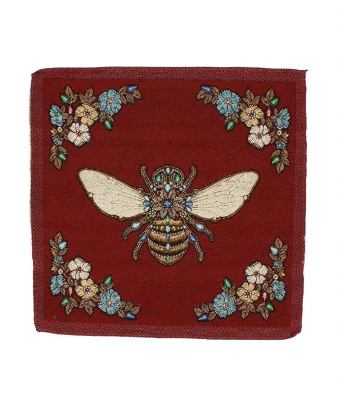 Embellished Bee Red Cushion Panel