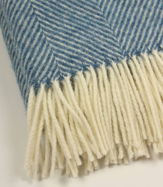 Herringbone Ocean Blue Throw