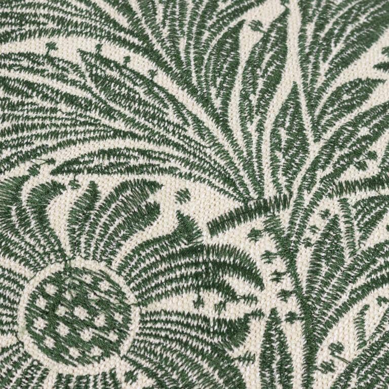 Marigold Embroidered Leaf Green Cushion