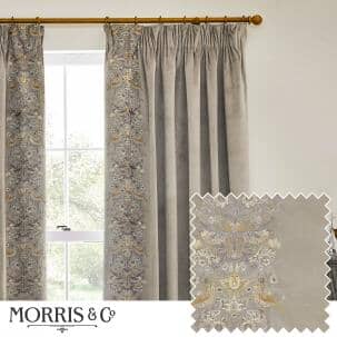 William Morris Curtains / Strawberry Thief Embroidery Biscuit