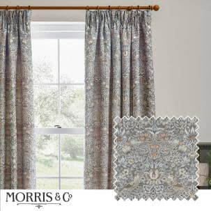 William Morris Curtains / Strawberry Thief Jacquard Biscuit