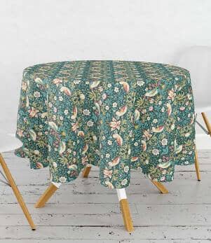 William Morris Tablecloths / Strawberry Thief Green Acrylic Circular