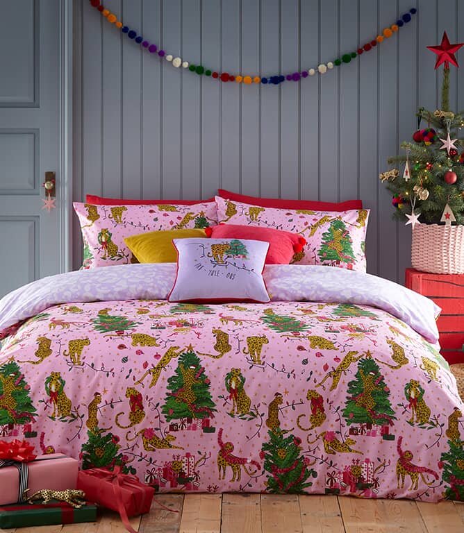 Purrfect Christmas Duvet Cover Set Pink / Lilac