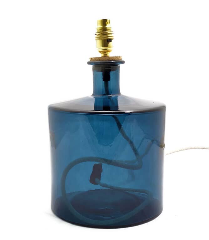 Brixham 32cm Recycled Glass Lamp Petrol Blue