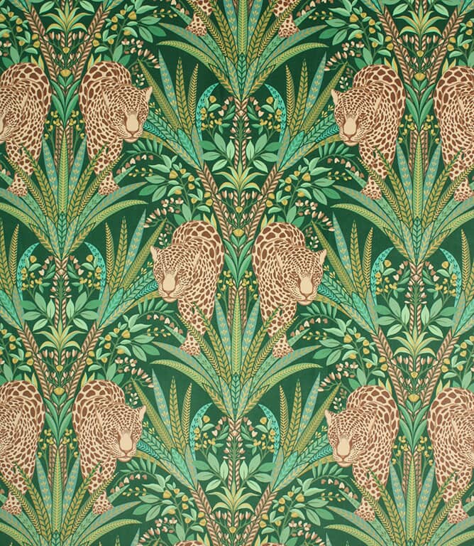 Jungle Jaguar Fabric / Spruce Jungle Jaguar Fabric / Spruce