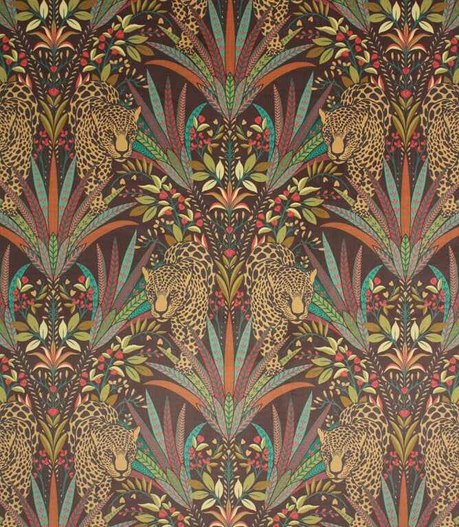 Jungle Jaguar Fabric / Carnelian Jungle Jaguar Fabric / Carnelian