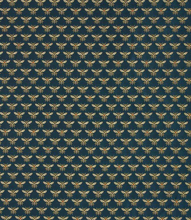 Vespa Bees Fabric / Gold / Peacock Vespa Bees Fabric / Gold / Peacock