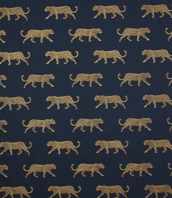 Big Cat Fabric / Indigo / Gold Big Cat Fabric / Indigo / Gold