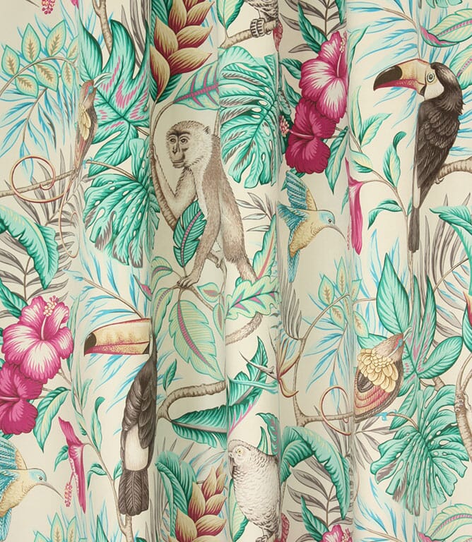 Rainforest Velvet Fabric / Aqua