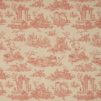 French Toile Linen Fabric / Red