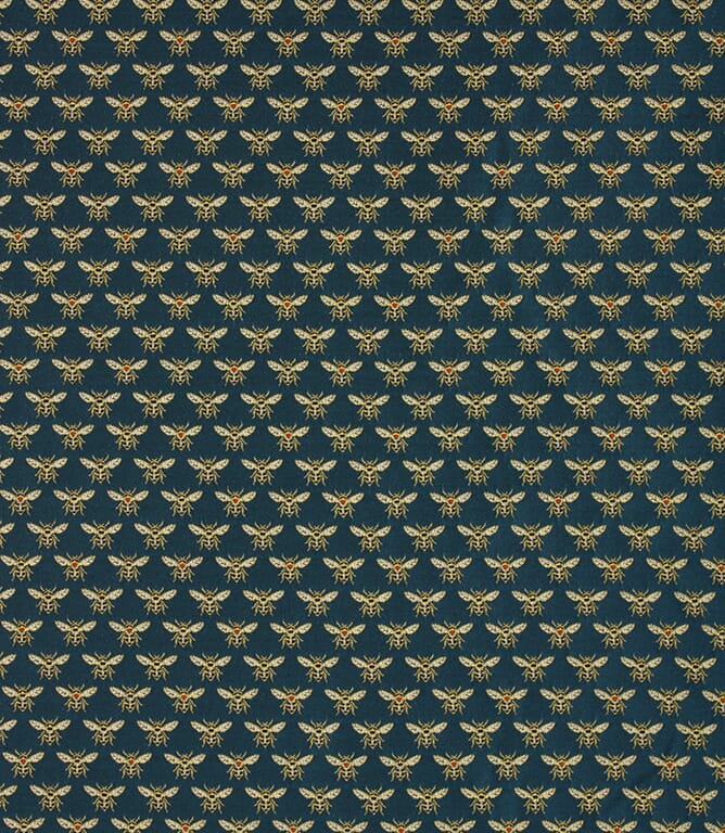 Vespa Bees Fabric / Gold / Peacock