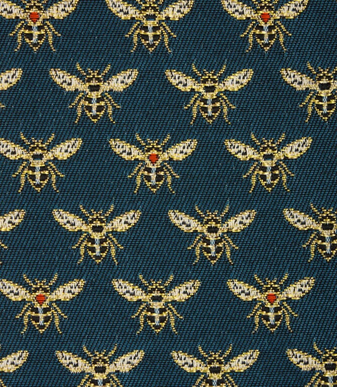 Vespa Bees Fabric / Gold / Peacock