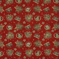 Christmas Tapestry Fabric / Red Christmas Tapestry Fabric / Red