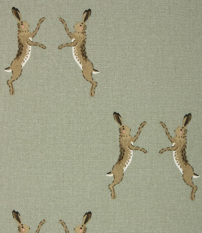 Sophie Allport Boxing Hares Fabric / Green